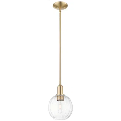 Innovations Lighting Downtown Preston 7"w Stem Bronze Mini Pendant W/ Clear Globe Shade In Gold