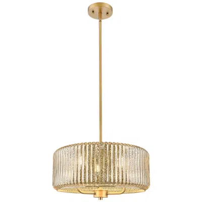 Innovations Lighting Downtown Windsor 16"w 3 Light Brushed Brass Pendant W/ Mercury Shade