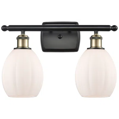 Innovations Lighting Eaton 16" 2-light Black Antique Brass Bath Light W/ Matte White Shade