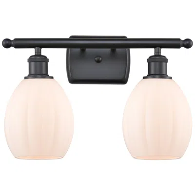 Innovations Lighting Eaton 16" 2-light Matte Black Bath Light W/ Matte White Shade