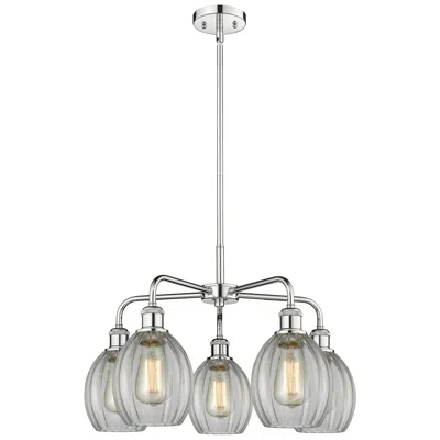 Innovations Lighting Eaton 23.5"w 5 Light Polished Chrome Stem Hung Chandelier With Clear S