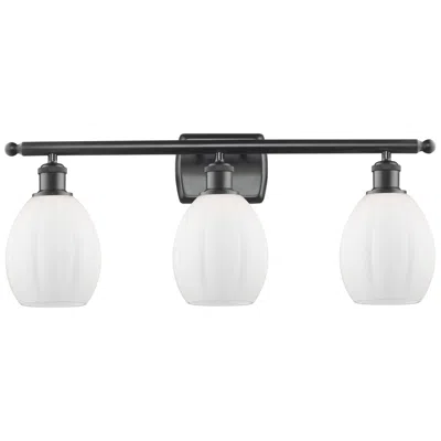 Innovations Lighting Eaton 26" 3-light Matte Black Bath Light W/ Matte White Shade