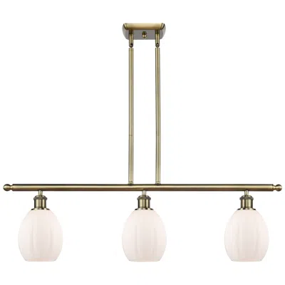 Innovations Lighting Eaton 36" Wide 3 Light Antique Brass Stem Hung Island Light W/ White S