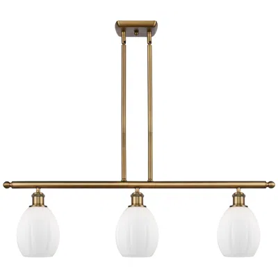 Innovations Lighting Eaton 36" Wide 3 Light Brushed Brass Stem Hung Island Light W/ White S