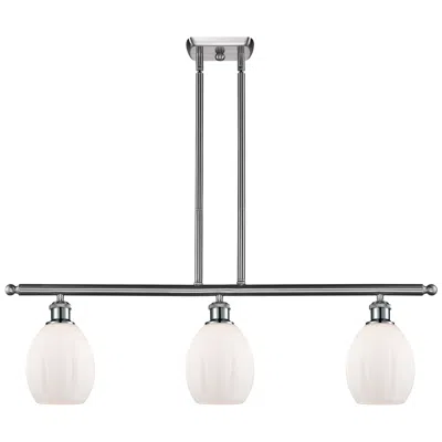 Innovations Lighting Eaton 36"w 3 Light Brushed Nickel Stem Hung Island Light W/ White Shad
