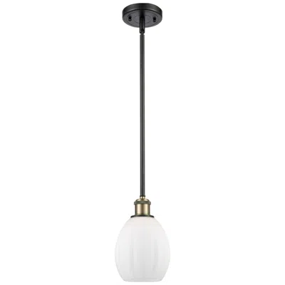 Innovations Lighting Eaton 6" Black Antique Brass Mini Pendant W/ Matte White Shade