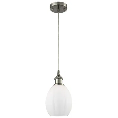 Innovations Lighting Eaton 6" Brushed Satin Nickel Cord Hung Mini Pendant W/ Matte White Sh In Gray