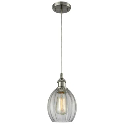 Innovations Lighting Eaton 6" Led Mini Pendant - Brushed Satin Nickel - Clear Shade In Gray