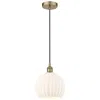 Innovations Lighting Edison 10" Wide Antique Brass Corded Mini Pendant W/ White Venetian Sh In Gold