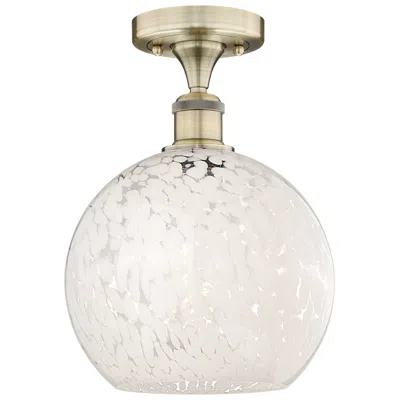 Innovations Lighting Edison 10" Wide Antique Brass Semi-flush Mount With White Mouchette Sh