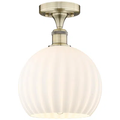 Innovations Lighting Edison 10" Wide Antique Brass Semi-flush Mount With White Venetian Sha