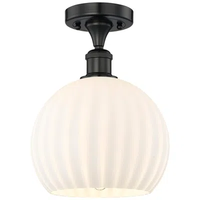 Innovations Lighting Edison 10" Wide Matte Black Semi-flush Mount With White Venetian Shade