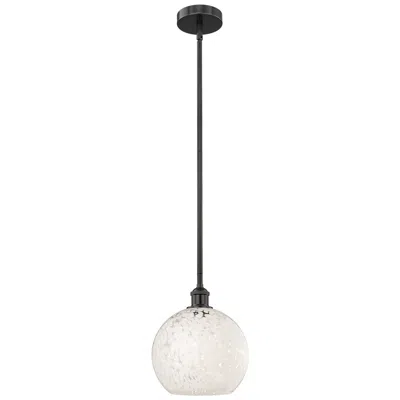 Innovations Lighting Edison 10" Wide Matte Black Stem Hung Mini Pendant W/ White Mouchette