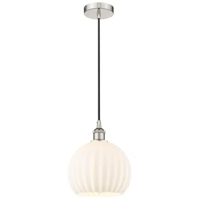 Innovations Lighting Edison 10" Wide Polished Nickel Corded Mini Pendant W/ White Venetian