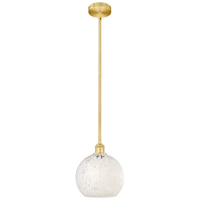 Innovations Lighting Edison 10" Wide Satin Gold Stem Hung Mini Pendant W/ White Mouchette S