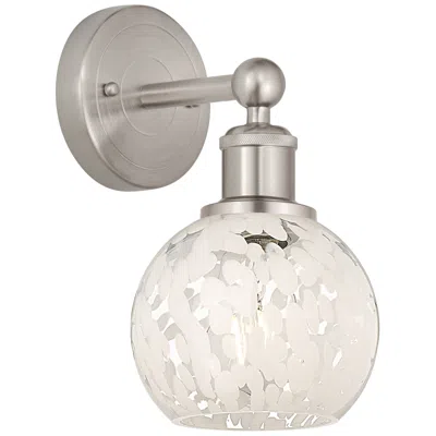 Innovations Lighting Edison 10.25" High Brushed Satin Nickel Sconce With White Mouchette Sh In Animal Print