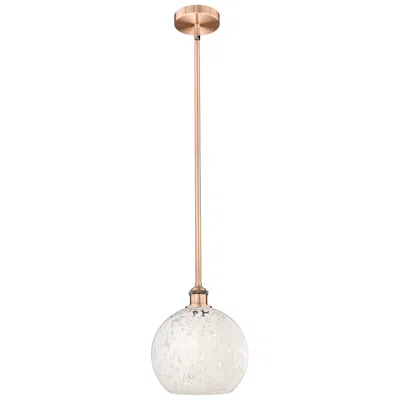 Innovations Lighting Edison 10"w Antique Copper Stemmed Mini Pendant W/ White Mouchette Sha
