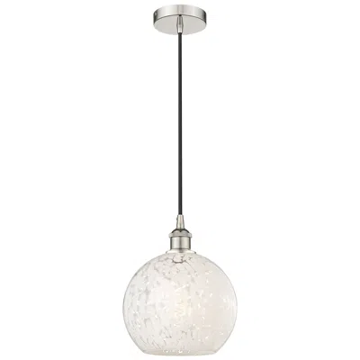 Innovations Lighting Edison 10"w Polished Nickel Corded Mini Pendant W/ White Mouchette Sha