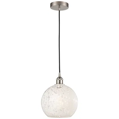 Innovations Lighting Edison 10"w Satin Nickel Corded Mini Pendant W/ White Mouchette Shade