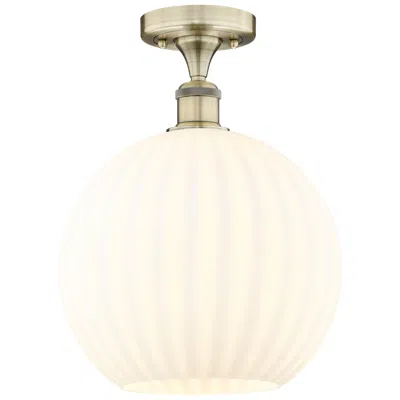 Innovations Lighting Edison 12" Wide Antique Brass Semi-flush Mount With White Venetian Sha