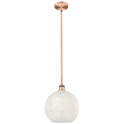 Innovations Lighting Edison 12" Wide Antique Copper Stem Hung Pendant With White Mouchette