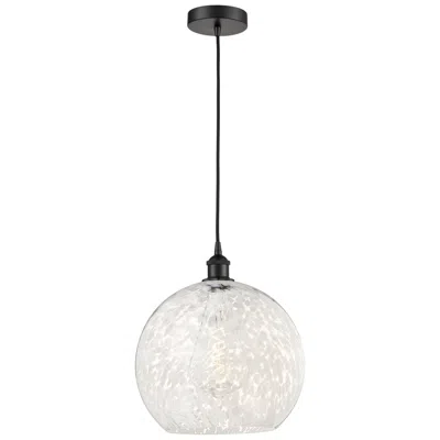 Innovations Lighting Edison 13.75" Wide Matte Black Cord Hung Pendant With White Mouchette