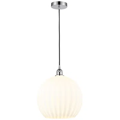 Innovations Lighting Edison 13.75" Wide Polished Chrome Corded Pendant W/ White Venetian Sh