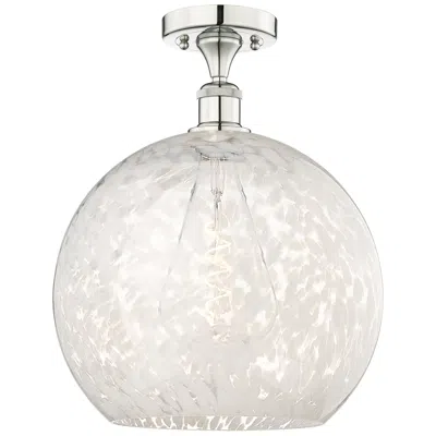 Innovations Lighting Edison 13.75"w Polished Nickel Semi-flush Mount W/ White Mouchette Sha