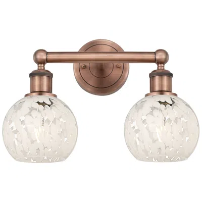 Innovations Lighting Edison 15" Wide 2 Light Antique Copper Bath Light W/ White Mouchette S In Brown