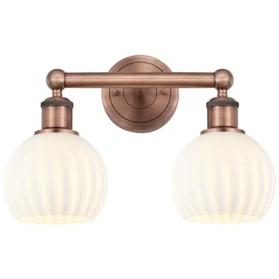 Innovations Lighting Edison 15" Wide 2 Light Antique Copper Bath Light With White Venetian In Brown