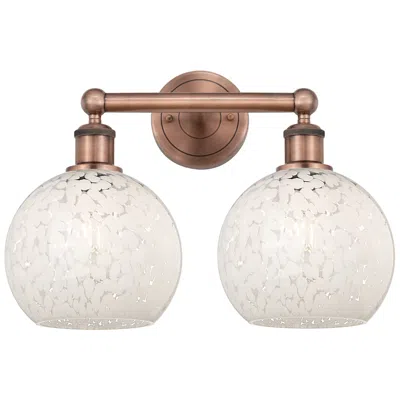 Innovations Lighting Edison 17" Wide 2 Light Antique Copper Bath Light W/ White Mouchette S