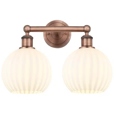 Innovations Lighting Edison 17" Wide 2 Light Antique Copper Bath Light With White Venetian In Brown