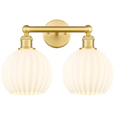 Innovations Lighting Edison 17" Wide 2 Light Satin Gold Bath Light With White Venetian Shad