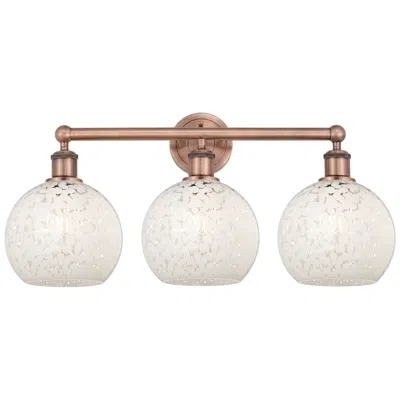 Innovations Lighting Edison 26" Wide 3 Light Antique Copper Bath Light W/ White Mouchette S