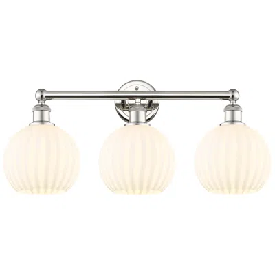 Innovations Lighting Edison 26" Wide 3 Light Polished Nickel Bath Light W/ White Venetian S In Multi