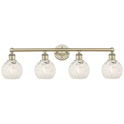 Innovations Lighting Edison 33" Wide 4 Light Antique Brass Bath Light With White Mouchette