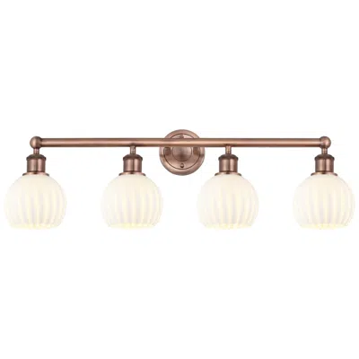 Innovations Lighting Edison 33" Wide 4 Light Antique Copper Bath Light With White Venetian In Brown