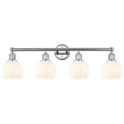 Innovations Lighting Edison 33" Wide 4 Light Polished Chrome Bath Light W/ White Venetian S In Silver