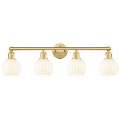 Innovations Lighting Edison 33" Wide 4 Light Satin Gold Bath Light With White Venetian Shad