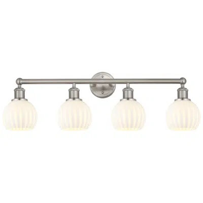 Innovations Lighting Edison 33"w 4 Light Brushed Satin Nickel Bath Light W/ White Venetian In Gray