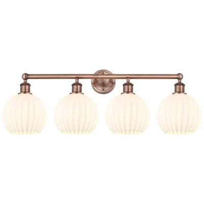 Innovations Lighting Edison 35" Wide 4 Light Antique Copper Bath Light With White Venetian In Brown