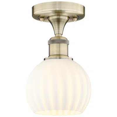 Innovations Lighting Edison 6" Wide Antique Brass Semi-flush Mount With White Venetian Shad In Gold
