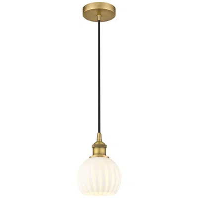 Innovations Lighting Edison 6" Wide Brushed Brass Cord Hung Mini Pendant W/ White Venetian