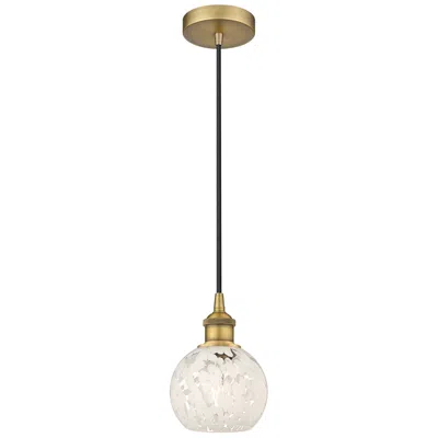 Innovations Lighting Edison 6" Wide Brushed Brass Corded Mini Pendant W/ White Mouchette Sh