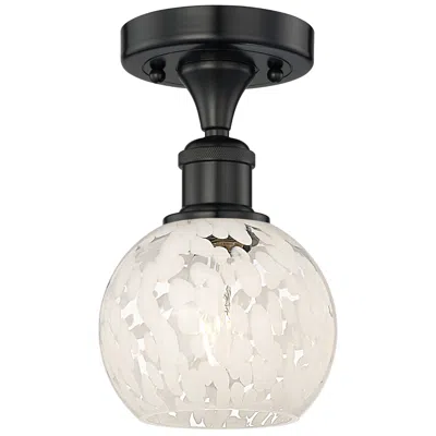 Innovations Lighting Edison 6" Wide Matte Black Semi-flush Mount With White Mouchette Shade