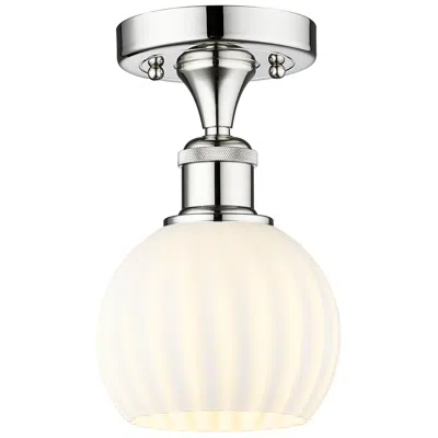 Innovations Lighting Edison 6" Wide Polished Chrome Semi-flush Mount With White Venetian Sh In Silver