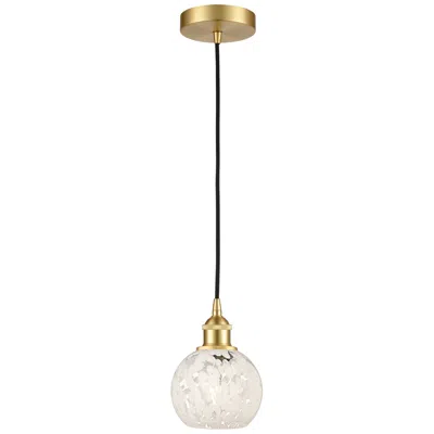 Innovations Lighting Edison 6" Wide Satin Gold Cord Hung Mini Pendant With White Mouchette