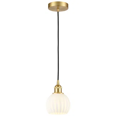 Innovations Lighting Edison 6" Wide Satin Gold Cord Hung Mini Pendant With White Venetian S
