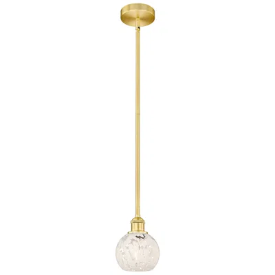 Innovations Lighting Edison 6" Wide Satin Gold Stem Hung Mini Pendant With White Mouchette