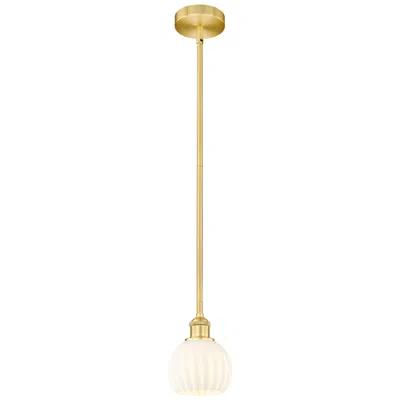 Innovations Lighting Edison 6" Wide Satin Gold Stem Hung Mini Pendant With White Venetian S